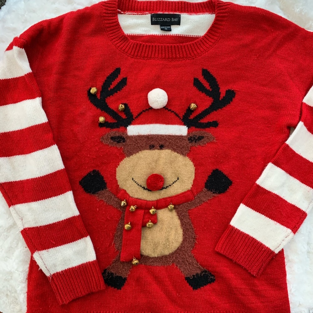 Reindeer Christmas Sweater with Jingle Bells